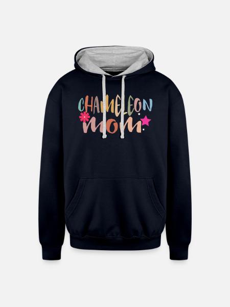 Chameleon Mom - Unisex Contrast Hoodie - navy/heather gray