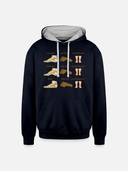 Normal foot Sticker - Unisex Contrast Hoodie - navy/heather gray