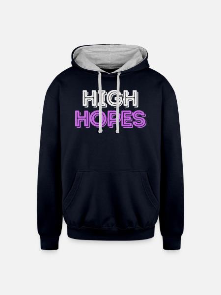 High Hopes - Unisex Contrast Hoodie - navy/heather gray