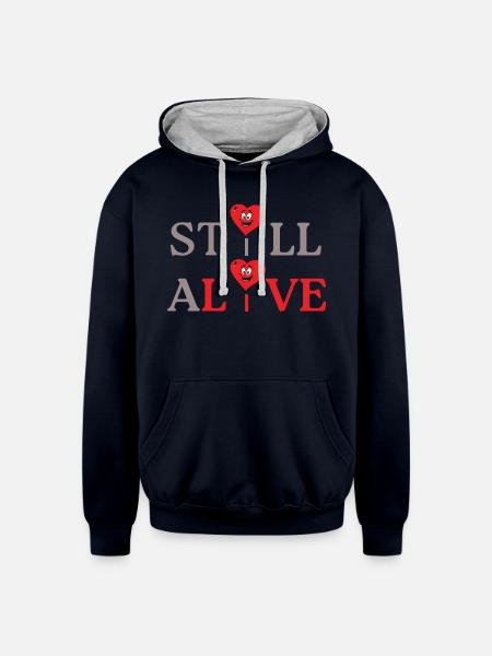 Live - Unisex Contrast Hoodie - navy/heather gray