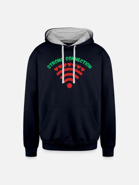 Strong connection - Unisex Contrast Hoodie - navy/heather gray