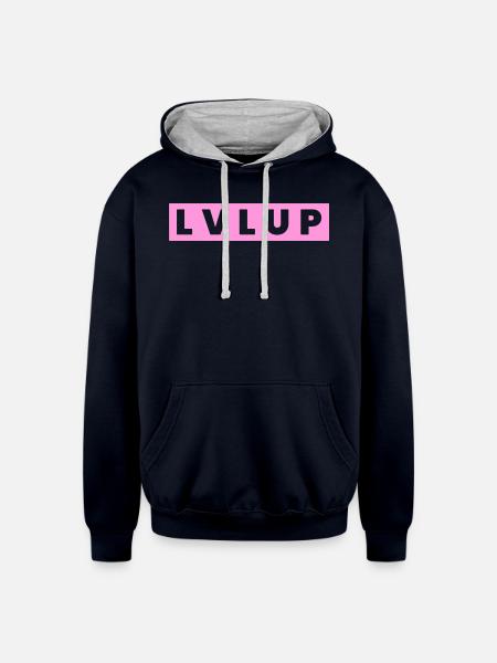 Level Up - Unisex Contrast Hoodie - navy/heather gray