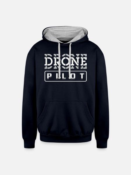 Drone Pilot Drones Uav - Unisex Contrast Hoodie - navy/heather gray