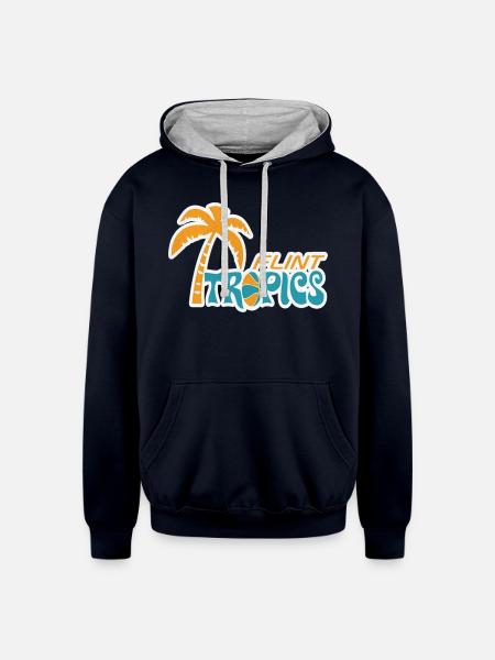 Flint Tropics Retro - Unisex Contrast Hoodie - navy/heather gray