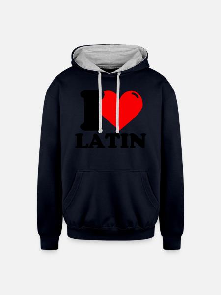 I Love Latin - Unisex Contrast Hoodie - navy/heather gray