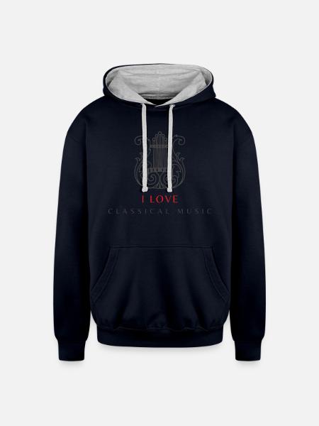 I love classical music - Unisex Contrast Hoodie - navy/heather gray