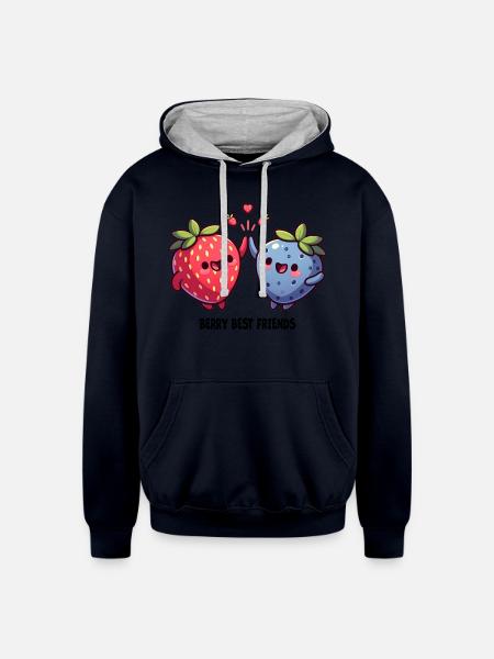 Berry Best Friends - Unisex Contrast Hoodie - navy/heather gray