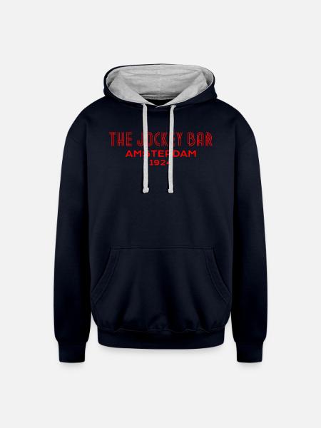 The Jockey Bar, Amsterdam - Unisex Contrast Hoodie - navy/heather gray