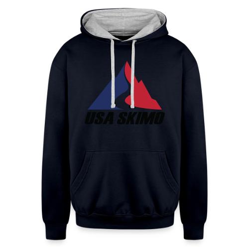 USA Skimo Logo - Stacked - Color - Unisex Contrast Hoodie