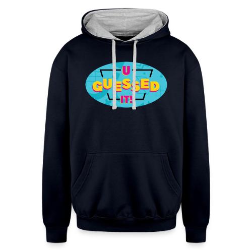 Round Logo Front, Website Back - Unisex Contrast Hoodie