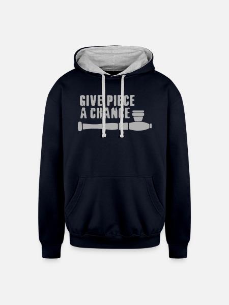 Give piece a chance - Unisex Contrast Hoodie - navy/heather gray