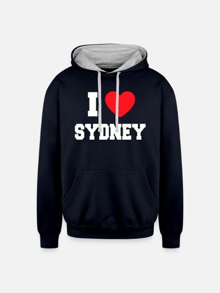 I Love Sydney - Unisex Contrast Hoodie - navy/heather gray