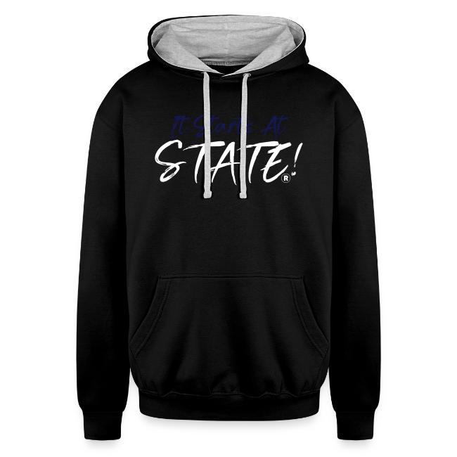 It Starts At STATE! -Navy & White Script