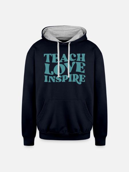 teach love inspire - Unisex Contrast Hoodie - navy/heather gray