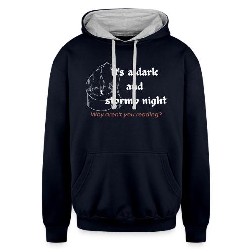 Dark and Stormy Night (white candle text) - Unisex Contrast Hoodie