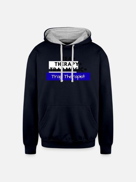 TRAP THERAPIST - Unisex Contrast Hoodie - navy/heather gray
