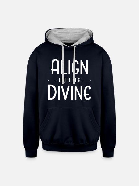 Align With The Divine - Unisex Contrast Hoodie - navy/heather gray