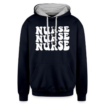 NURSE - Unisex Contrast Hoodie - navy/heather gray - Front