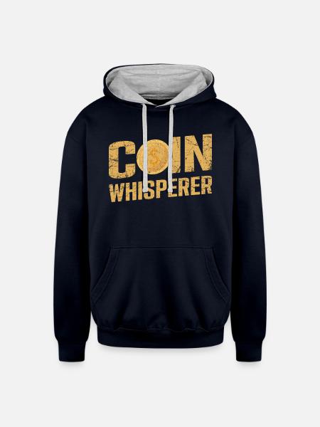 Metal detecting coin whisperer - Unisex Contrast Hoodie - navy/heather gray