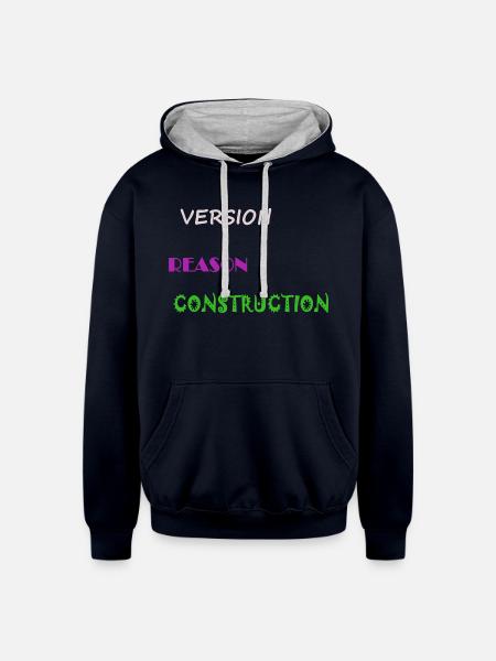 Version Reason Construction - Unisex Contrast Hoodie - navy/heather gray