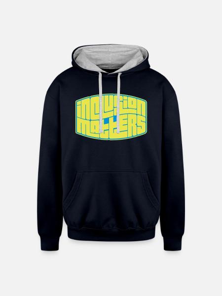 inclusion matters logo quote - Unisex Contrast Hoodie - navy/heather gray
