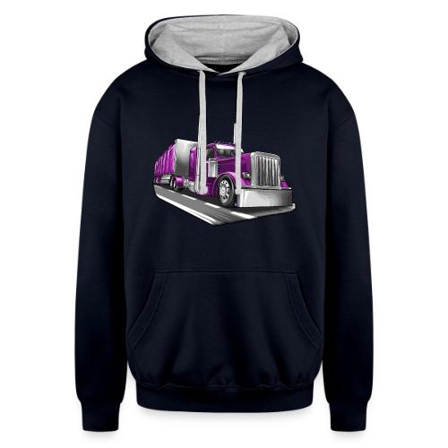 Tracktor Trailer Semi Truck Big Rig - Unisex Contrast Hoodie