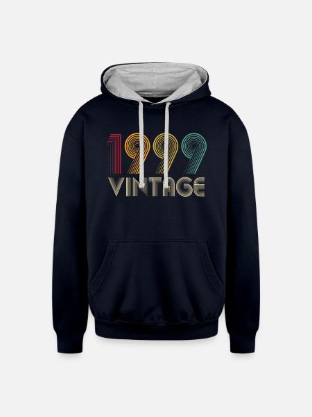 1999 24Th 24 - Unisex Contrast Hoodie - navy/heather gray