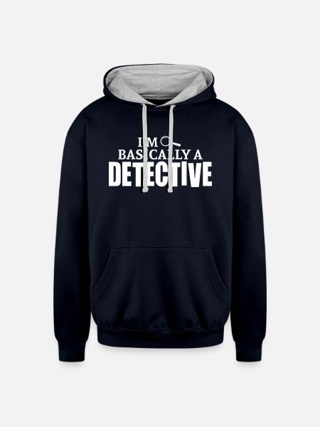 Basically A Detective - Unisex Contrast Hoodie - navy/heather gray