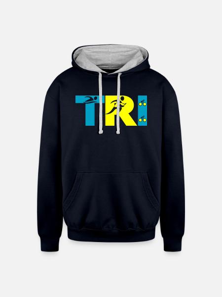 Triathlon - Unisex Contrast Hoodie - navy/heather gray