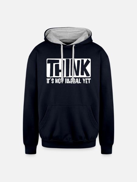 Think It's Not Illegal Yet - Unisex Contrast Hoodie - navy/heather gray