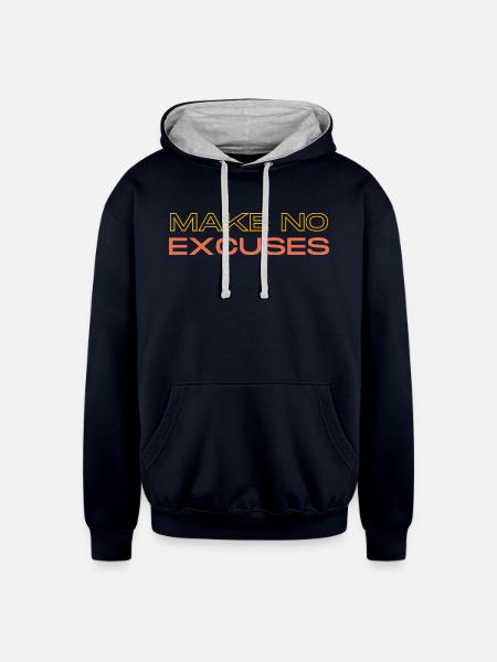 Make No Excuses - Unisex Contrast Hoodie - navy/heather gray