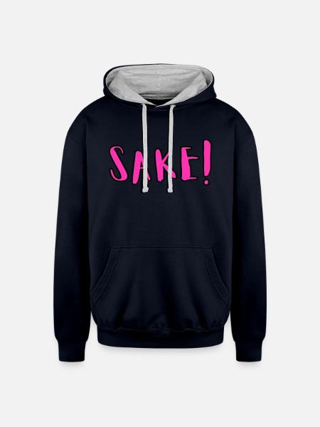 SAKE! - Unisex Contrast Hoodie - navy/heather gray