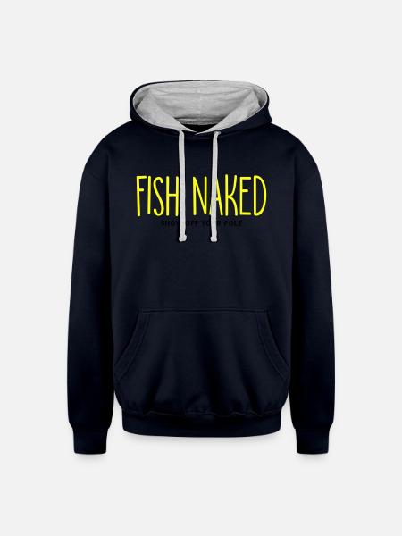 Fish Naked Show Off Your Pole - Unisex Contrast Hoodie - navy/heather gray