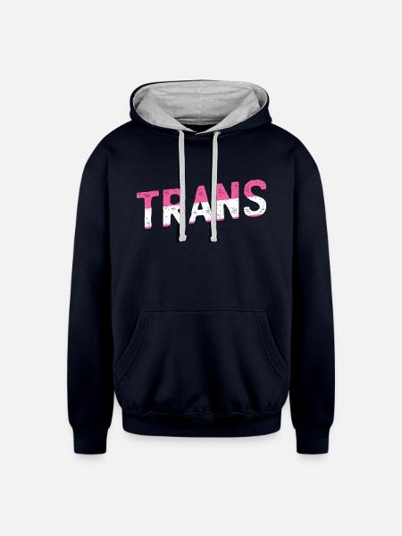 Trans - Unisex Contrast Hoodie - navy/heather gray