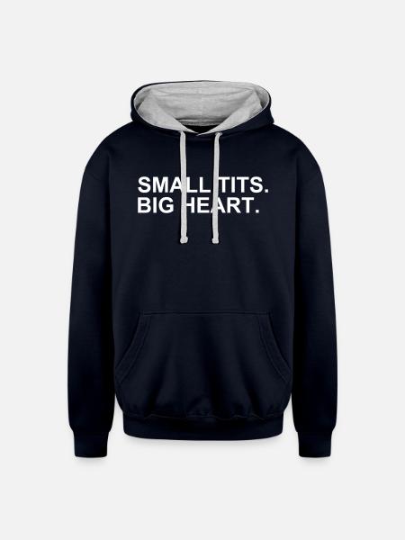 Small Tits Big - Unisex Contrast Hoodie - navy/heather gray
