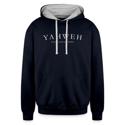 Yahweh Established 0000 in white - Unisex Contrast Hoodie