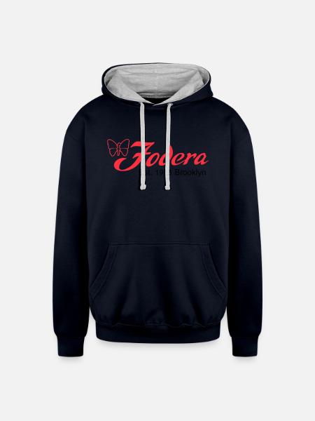 fodera_bass_guitar_logo_black - Unisex Contrast Hoodie - navy/heather gray