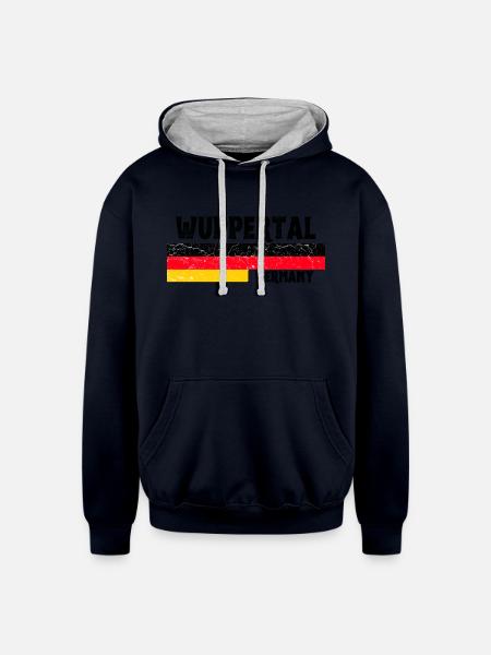 Wuppertal Germany - Unisex Contrast Hoodie - navy/heather gray