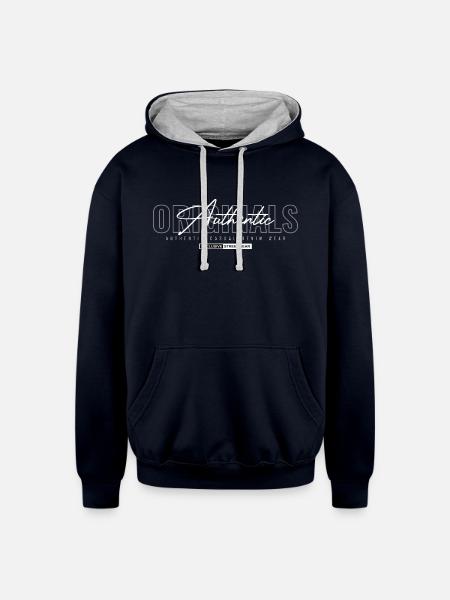 Basic T shirt - Unisex Contrast Hoodie - navy/heather gray