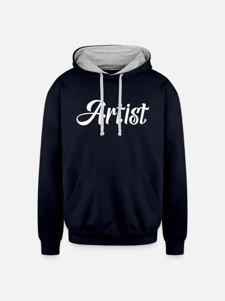 Artist (White) - Unisex Contrast Hoodie - navy/heather gray