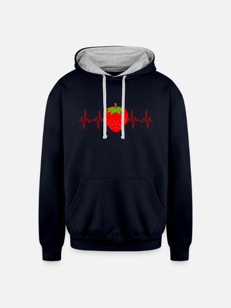 Strawberry For Strawberries - Unisex Contrast Hoodie - navy/heather gray