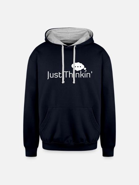 Just Thinkin' - Unisex Contrast Hoodie - navy/heather gray