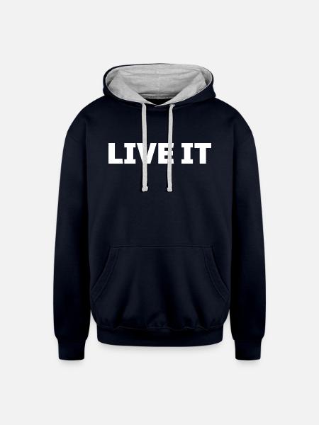 Live It - Unisex Contrast Hoodie - navy/heather gray