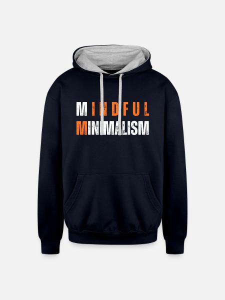 Mindful Minimalism - Unisex Contrast Hoodie - navy/heather gray