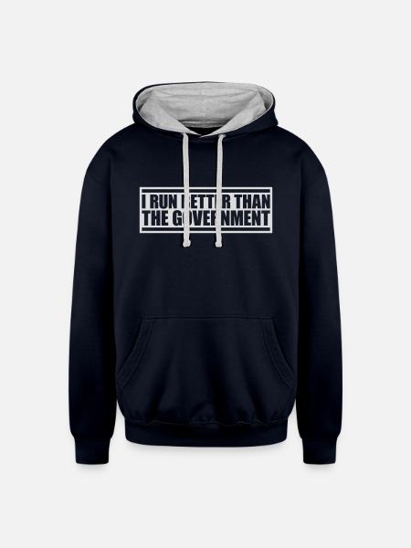run better than government - Unisex Contrast Hoodie - navy/heather gray