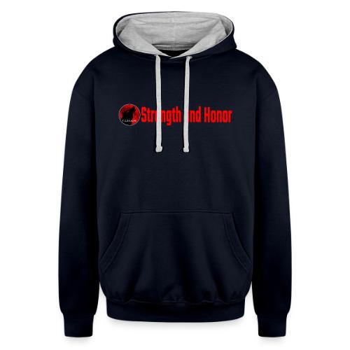 Strength and Honor - Red Letters - Unisex Contrast Hoodie