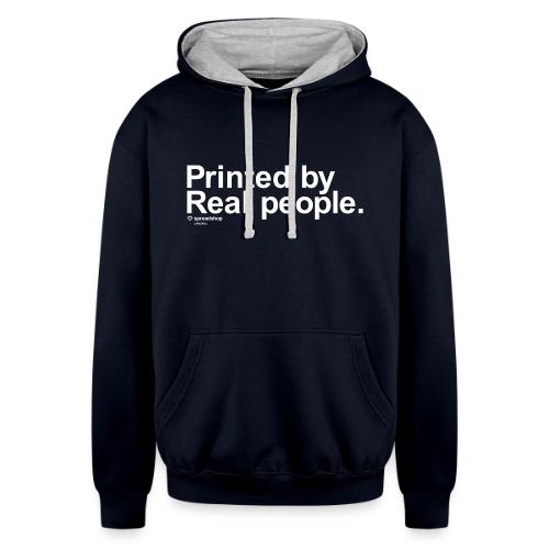 PrintedByRealPeople simple white - Unisex Contrast Hoodie