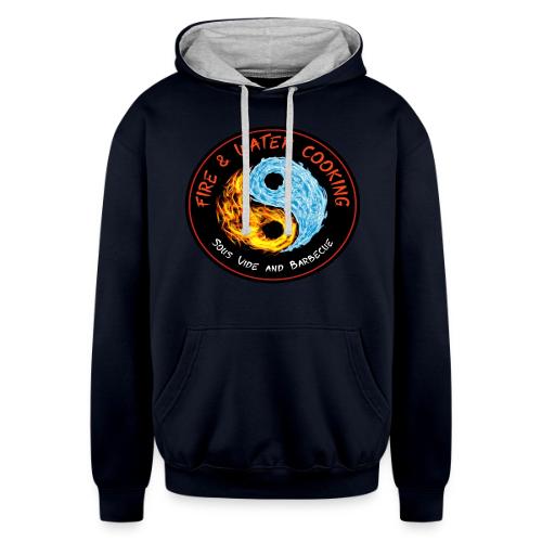 Fire & Water Cooking Full Sized Logo - Unisex Contrast Hoodie