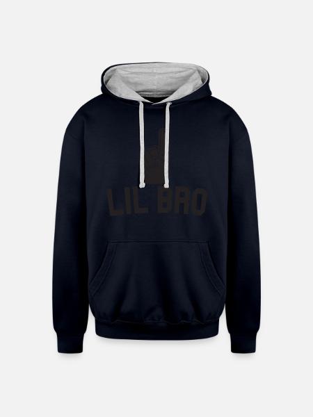 lil bro - Unisex Contrast Hoodie - navy/heather gray