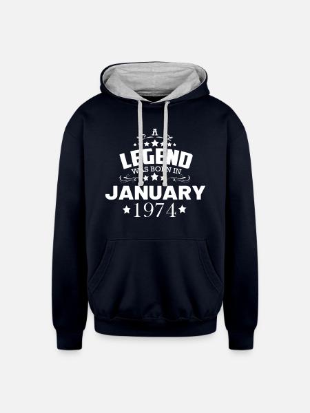 January 1974 birthday - Unisex Contrast Hoodie - navy/heather gray